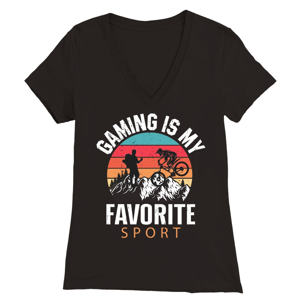 Hiking   Gaming is my favorite sport Premium Womens V-Neck T-shirt