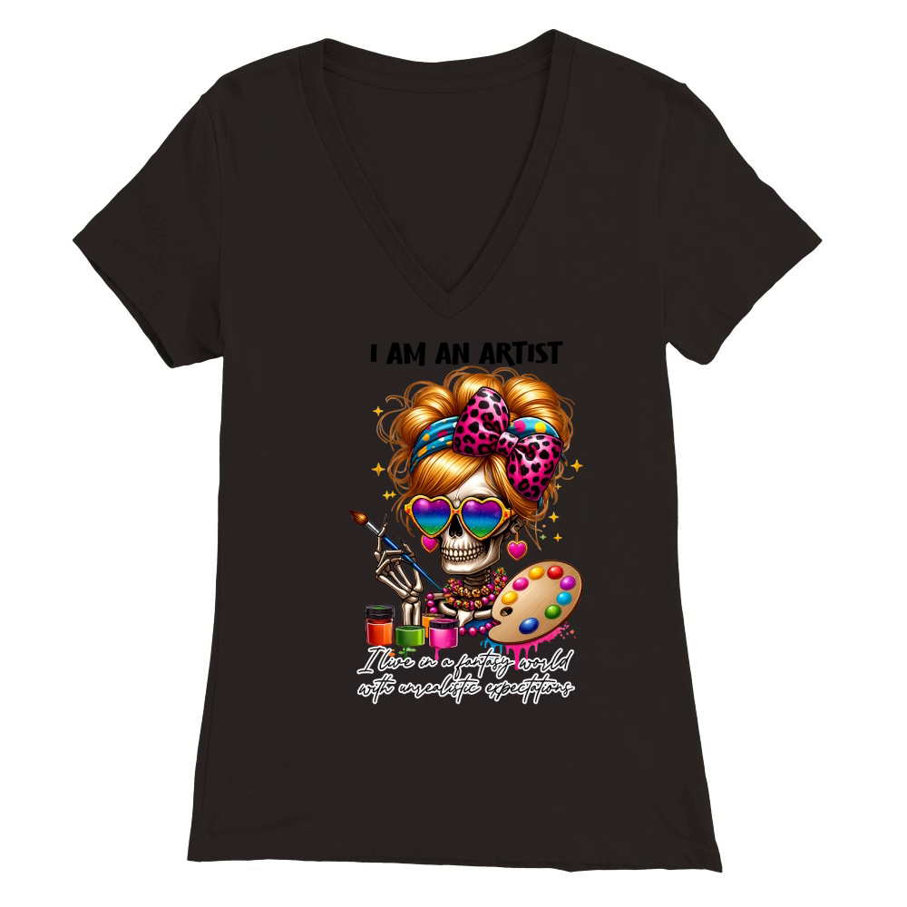 i am an artist  Ilive in a fantasy world with unrealistic expectations Premium Womens V-Neck T-shirt