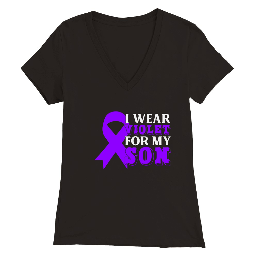 I Wear Violet for my Son Premium Womens V-Neck T-shirt