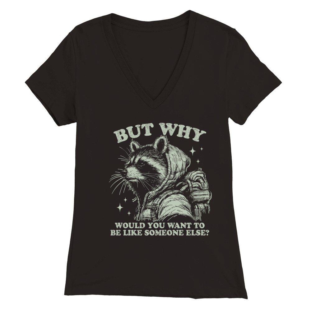 Inspirational Self Love Raccoon D Retro Green Premium Womens V-Neck T-shirt