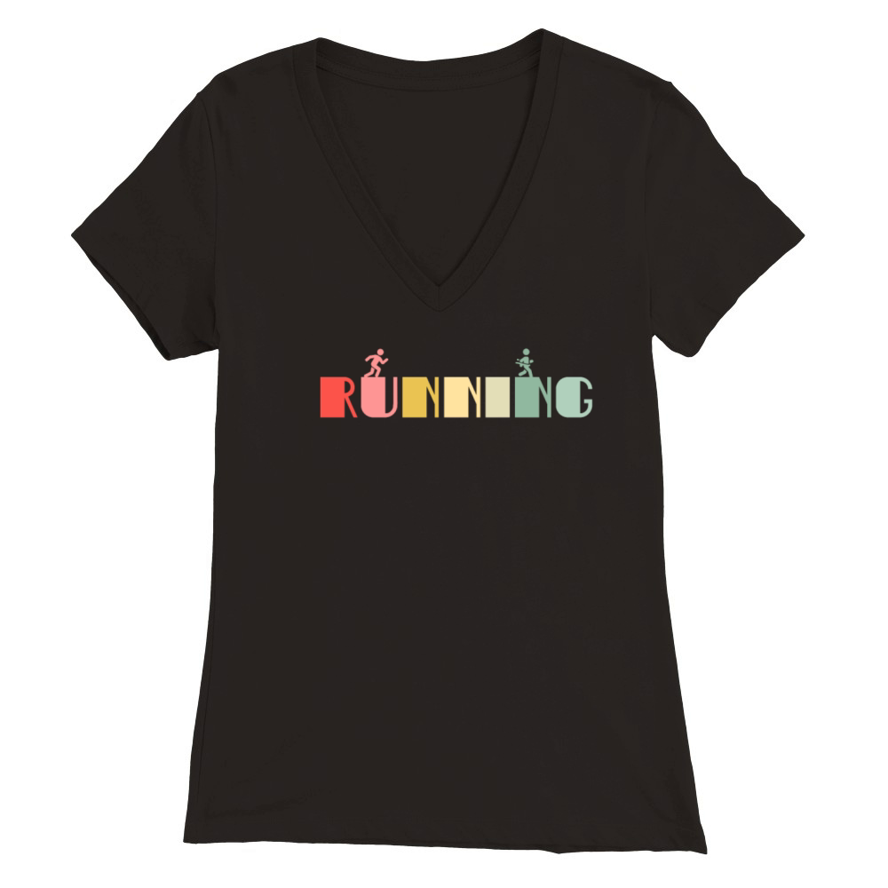 Retro Running Runner Vintage Run Sports Premium Womens V-Neck T-shirt