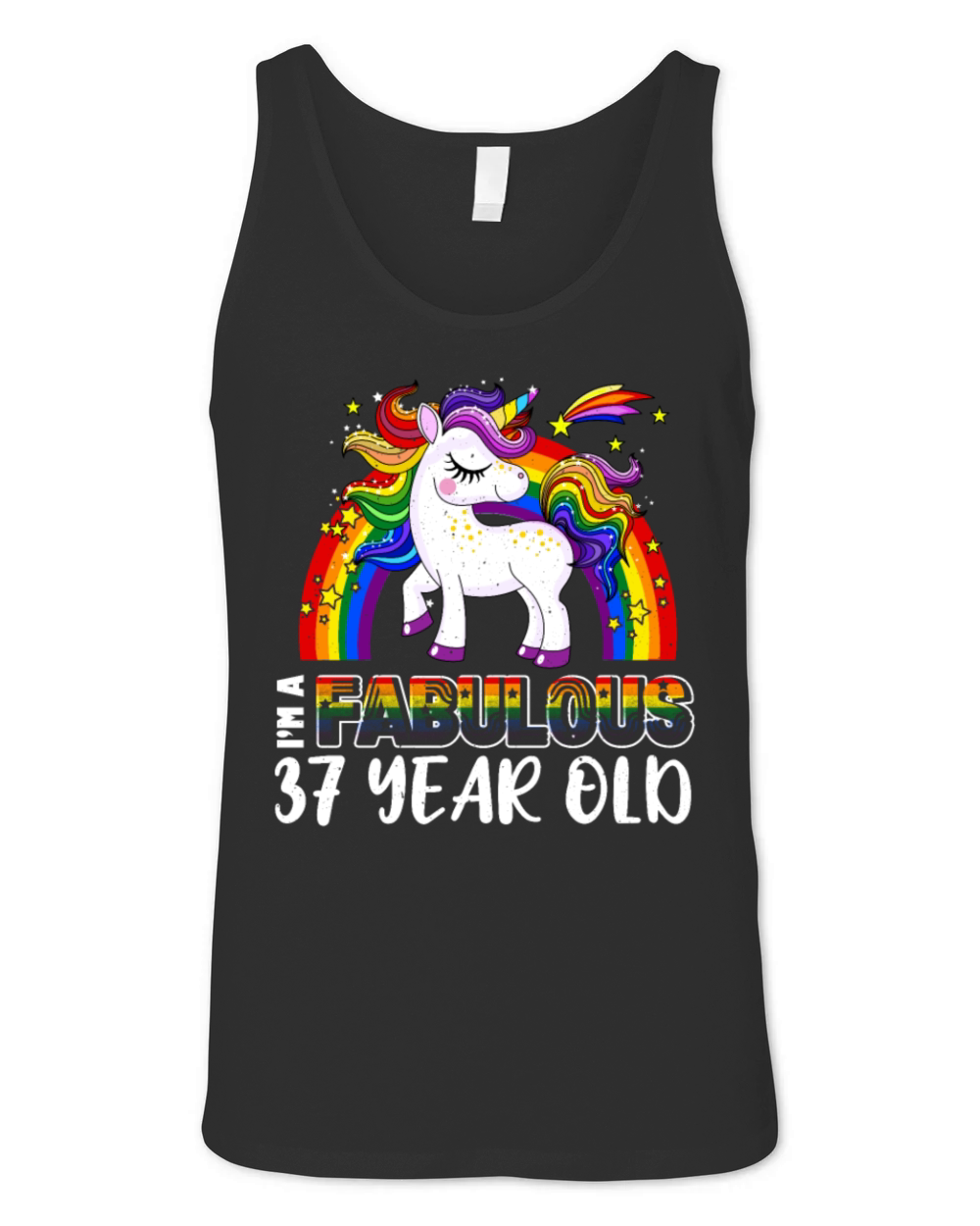 Unicorn Age 37 Years Gay Pride LGBT Pride Month Unisex Jersey Tank