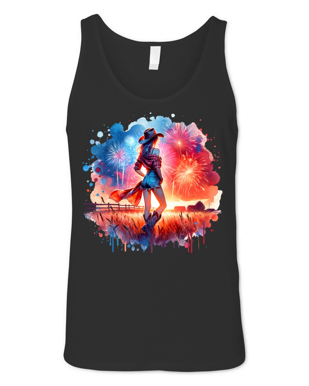 Watercolor Cowgirl Unisex Jersey Tank