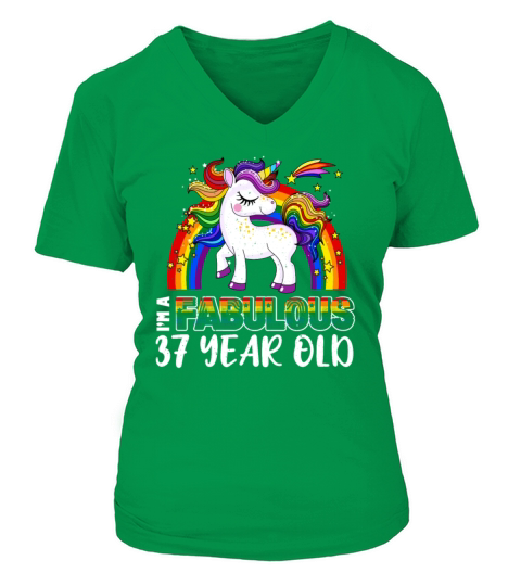 Unicorn Age 37 Years Gay Pride LGBT Pride Month V-neck T-Shirt Woman