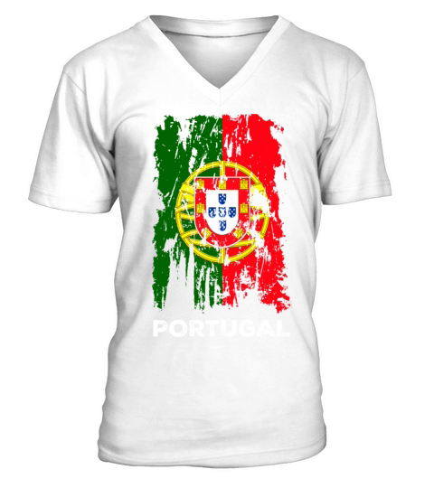 Distressed Portugal Country Flag Portuguese Pride V-Neck T-shirt