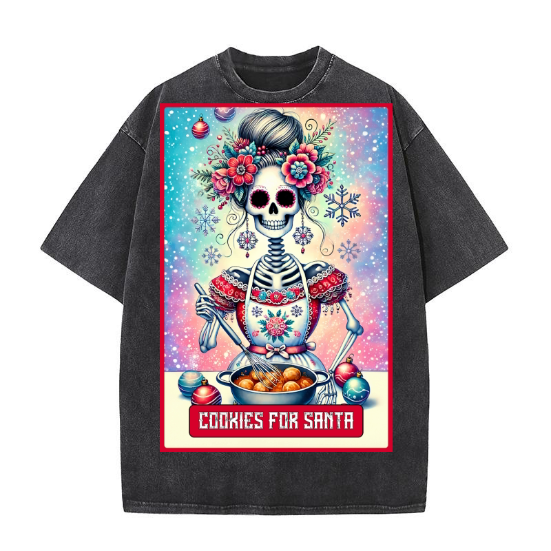 2.Christmas Skeleton Taro Cards Bundle Washed T-Shirt