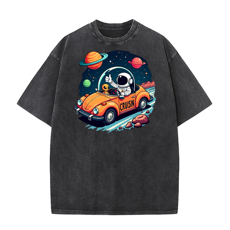 Astronaut Cruising in Space Washed T-Shirt