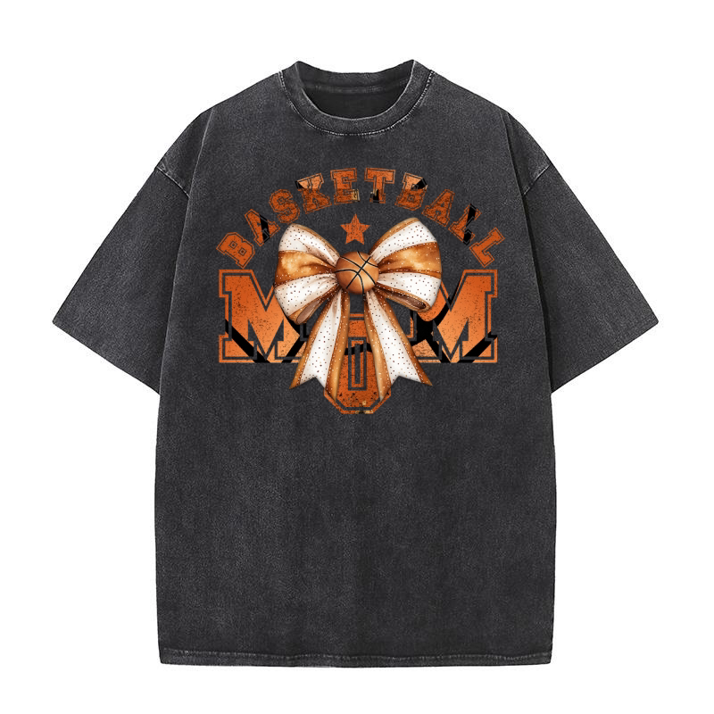 Basketball mom bow 04 Washed T-Shirt