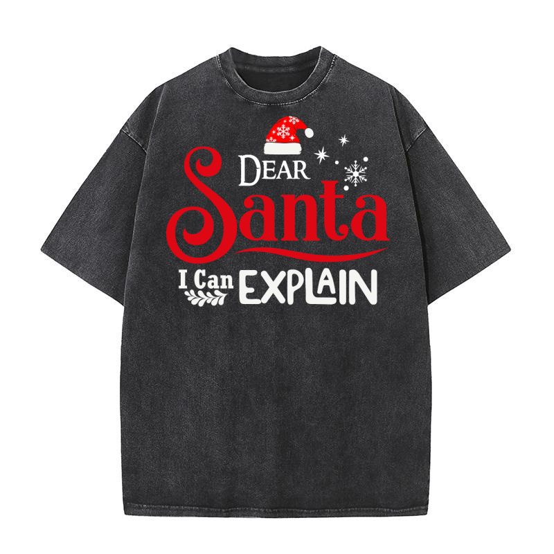Dear Santa I Can Explain Washed T-Shirt