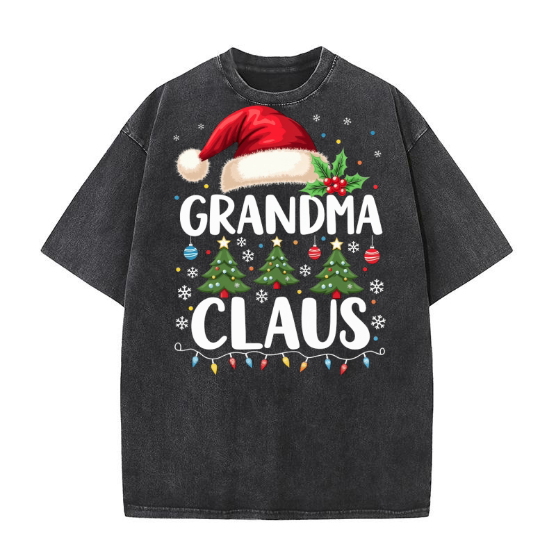 Grandma Claus Christmas 3 Washed T-Shirt