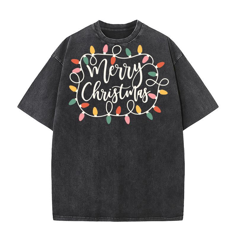 Merry Christmas with Lights 2024 Washed T-Shirt