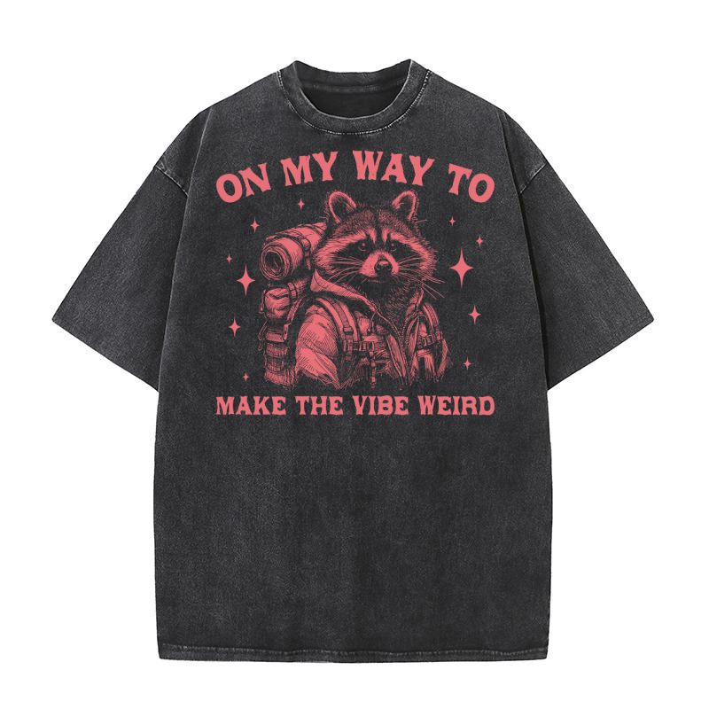 On My Way To Make The Vibe Weird Raccoon D Retro Red Washed T-Shirt