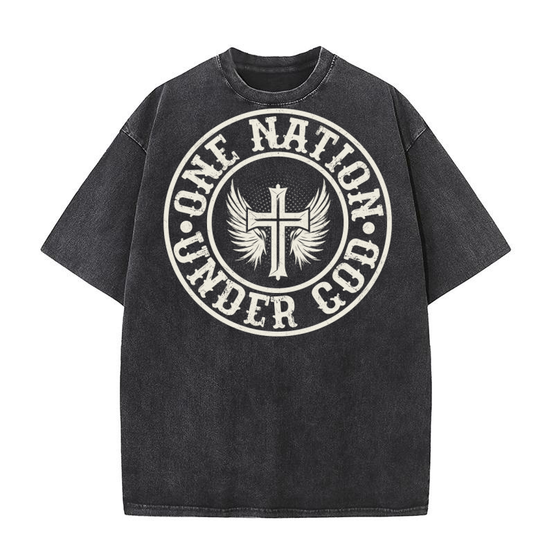 One Nation Under God Graphics Washed T-Shirt