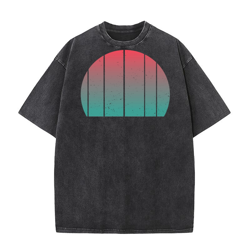 Vintage Retro Sunset (7) Washed T-Shirt