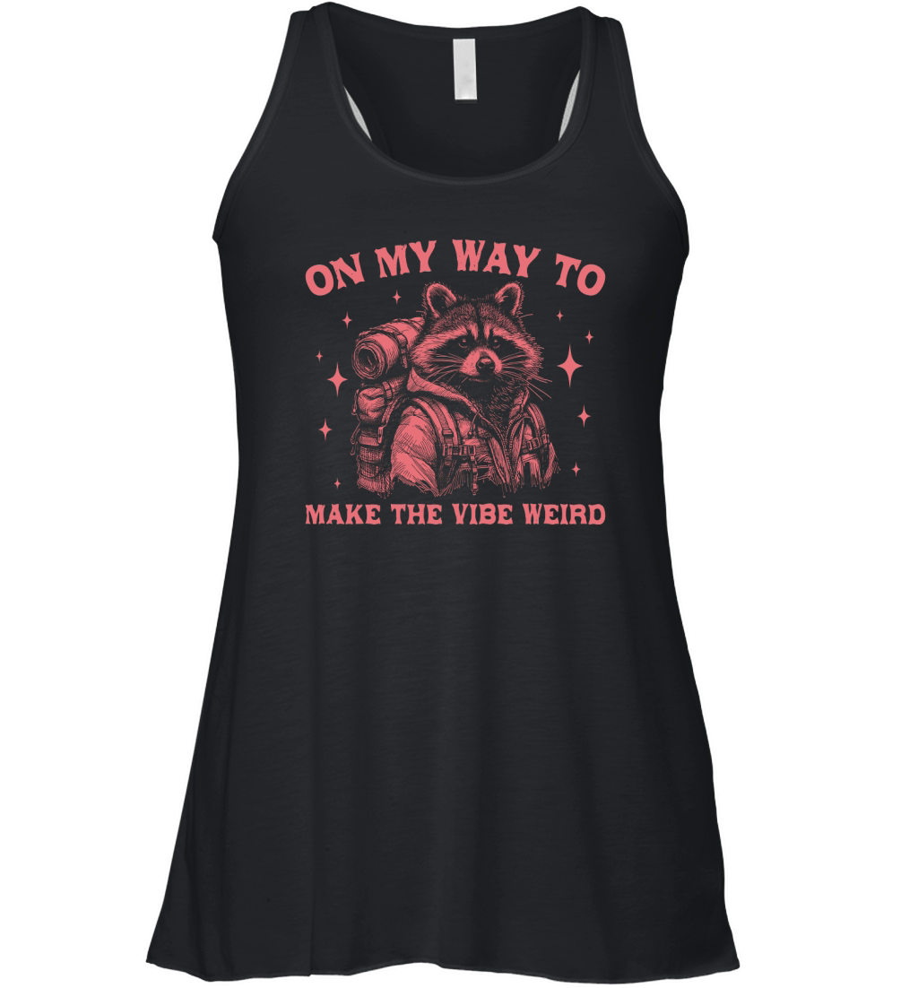 On My Way To Make The Vibe Weird Raccoon D Retro Red Women's Flowy Tank Top