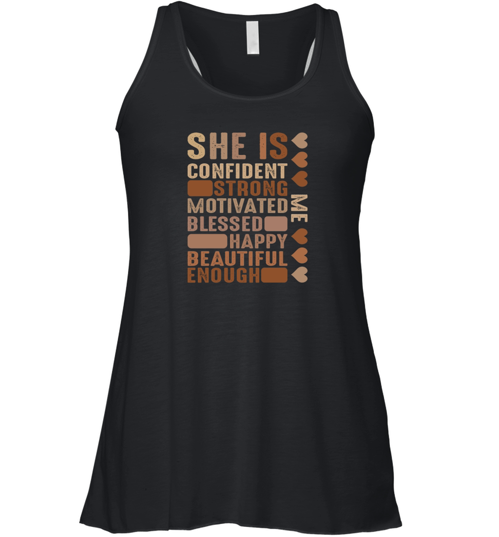 She Is Confident Strong Motivational Women's Flowy Tank Top