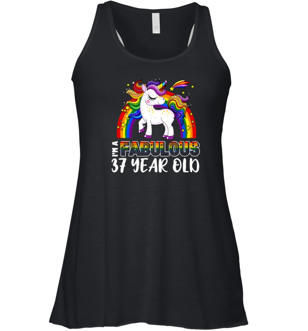 Unicorn Age 37 Years Gay Pride LGBT Pride Month Women's Flowy Tank Top