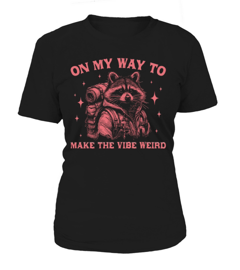 On My Way To Make The Vibe Weird Raccoon D Retro Red Women's T-Shirt