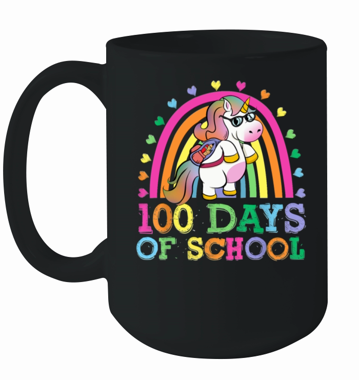 100 Days Of School Rainbow Unicorn Boys Kids Ceramic Mug