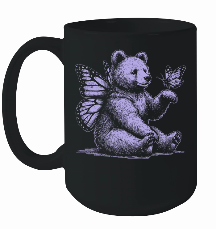 Bear With Butterfly Wings Vintage D Violet GR Ceramic Mug