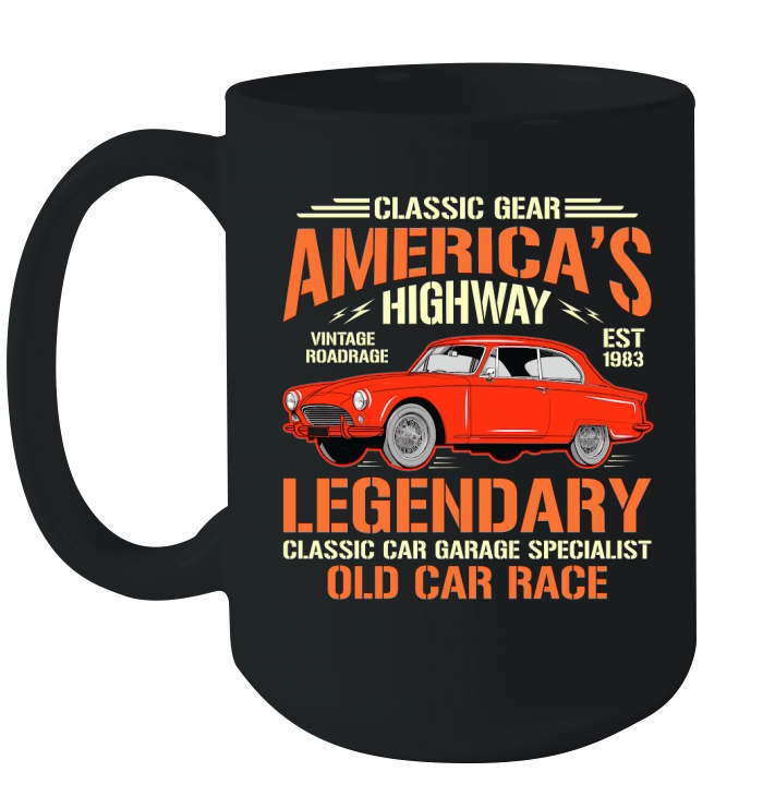 Classic Gear Americas Highway legendary classic car garage specialist old car race Ceramic Mug