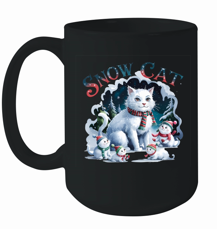 Snow Cat Vintage Christmas 1 Ceramic Mug