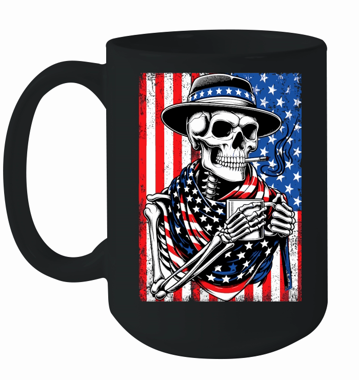 USA Flag Vintage Skeleton 4th of july 33 Ceramic Mug