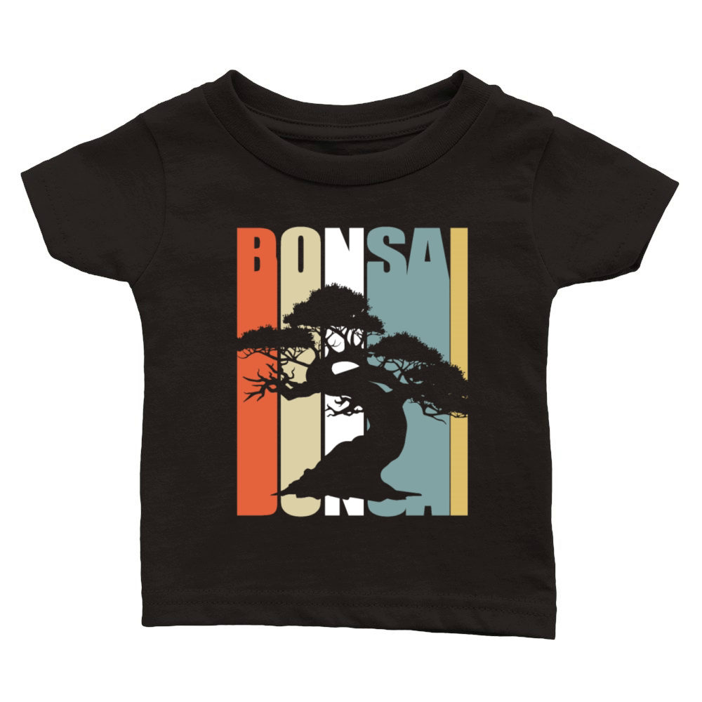 Bonsai Tree Vintage Retro Colorful Japanese Garden Classic Baby Crewneck T-shirt