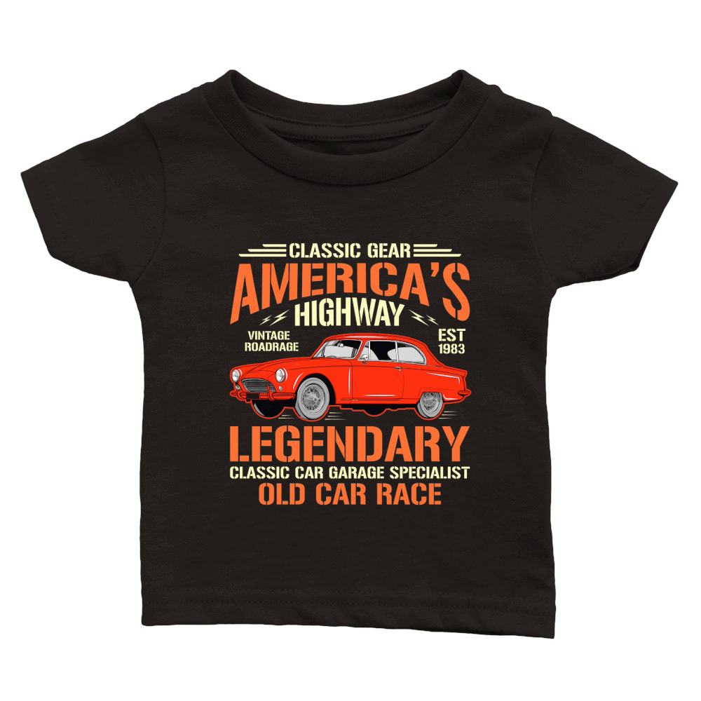 Classic Gear Americas Highway legendary classic car garage specialist old car race Classic Baby Crewneck T-shirt