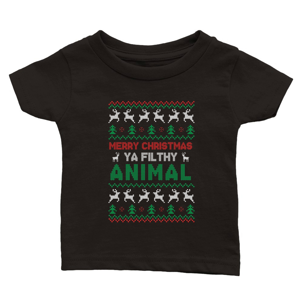 Merry christmas ya fukthy animal Classic Baby Crewneck T-shirt