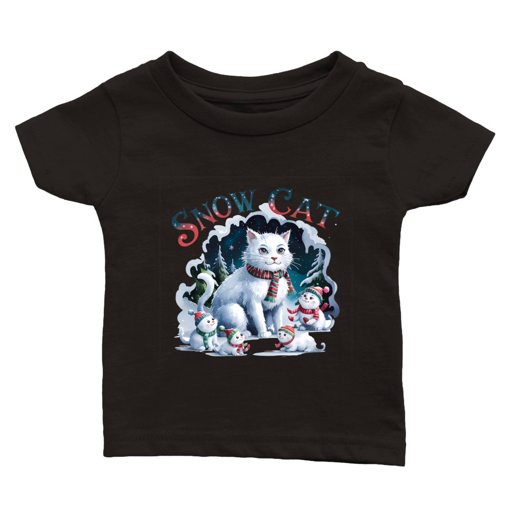 Snow Cat Vintage Christmas 1 Classic Baby Crewneck T-shirt