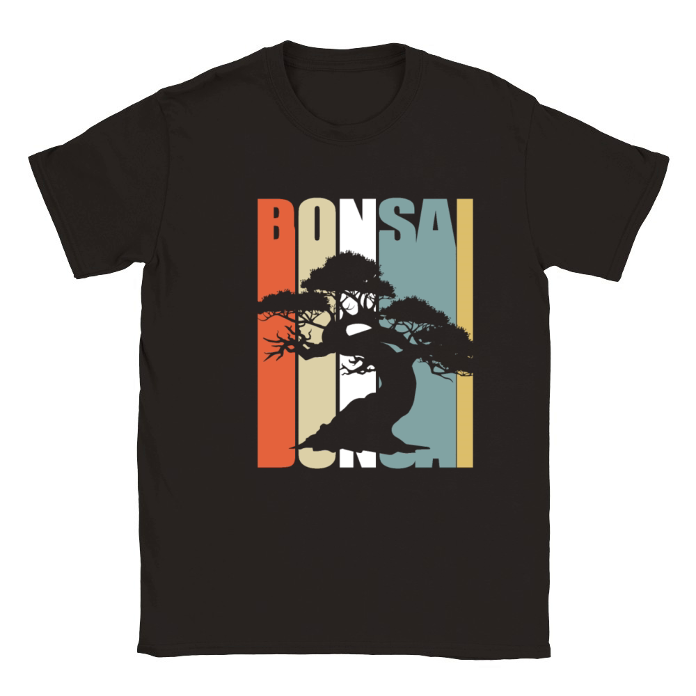 Bonsai Tree Vintage Retro Colorful Japanese Garden Classic Kids Crewneck T-shirt