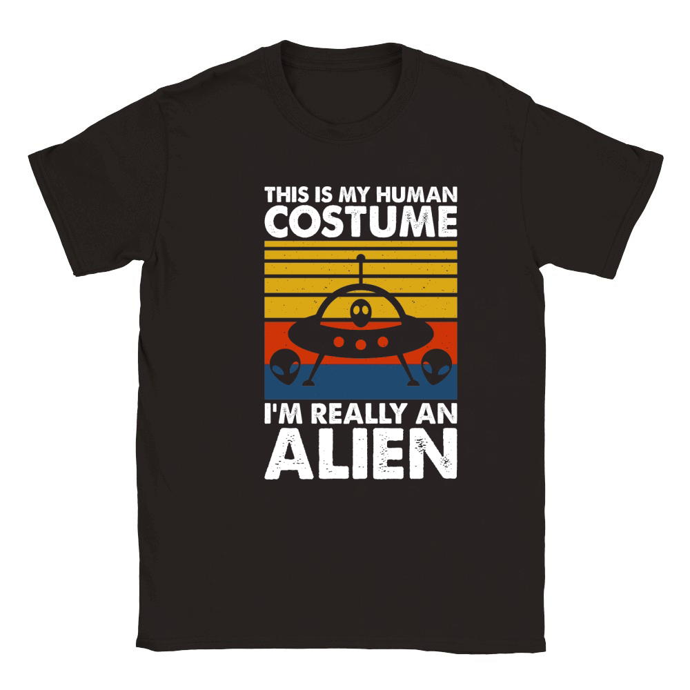 Vintage UFO Alien This Is My Human Costume I am Really an Alien 6 Classic Kids Crewneck T-shirt