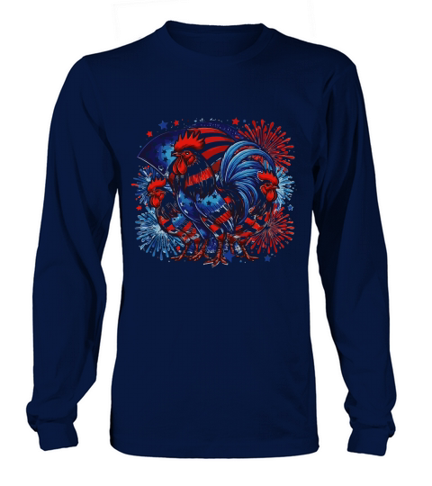 Patriotic USA Chicken PNG Retro Long sleeved Unisex