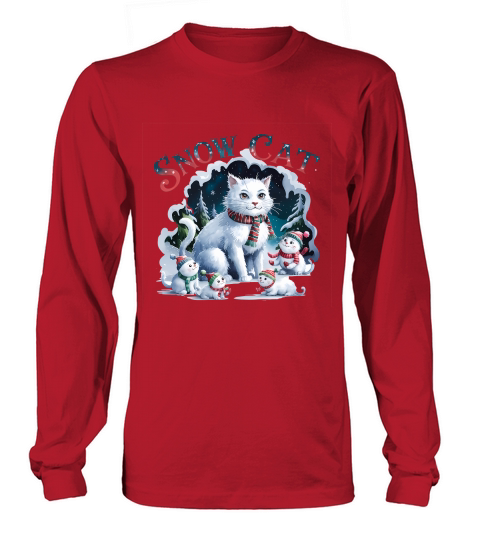 Snow Cat Vintage Christmas 1 Long sleeved Unisex