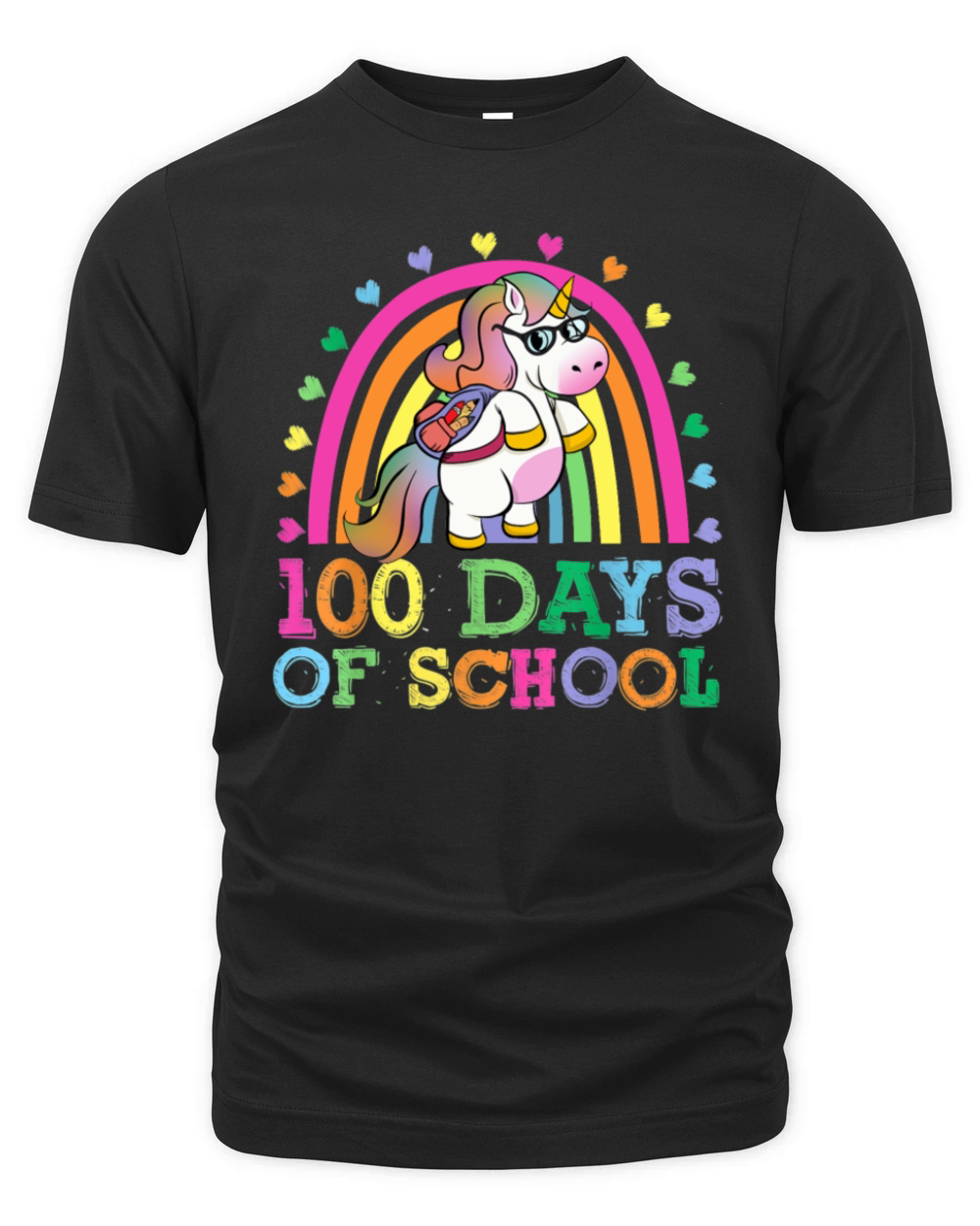100 Days Of School Rainbow Unicorn Boys Kids Organic Unisex T-shirt