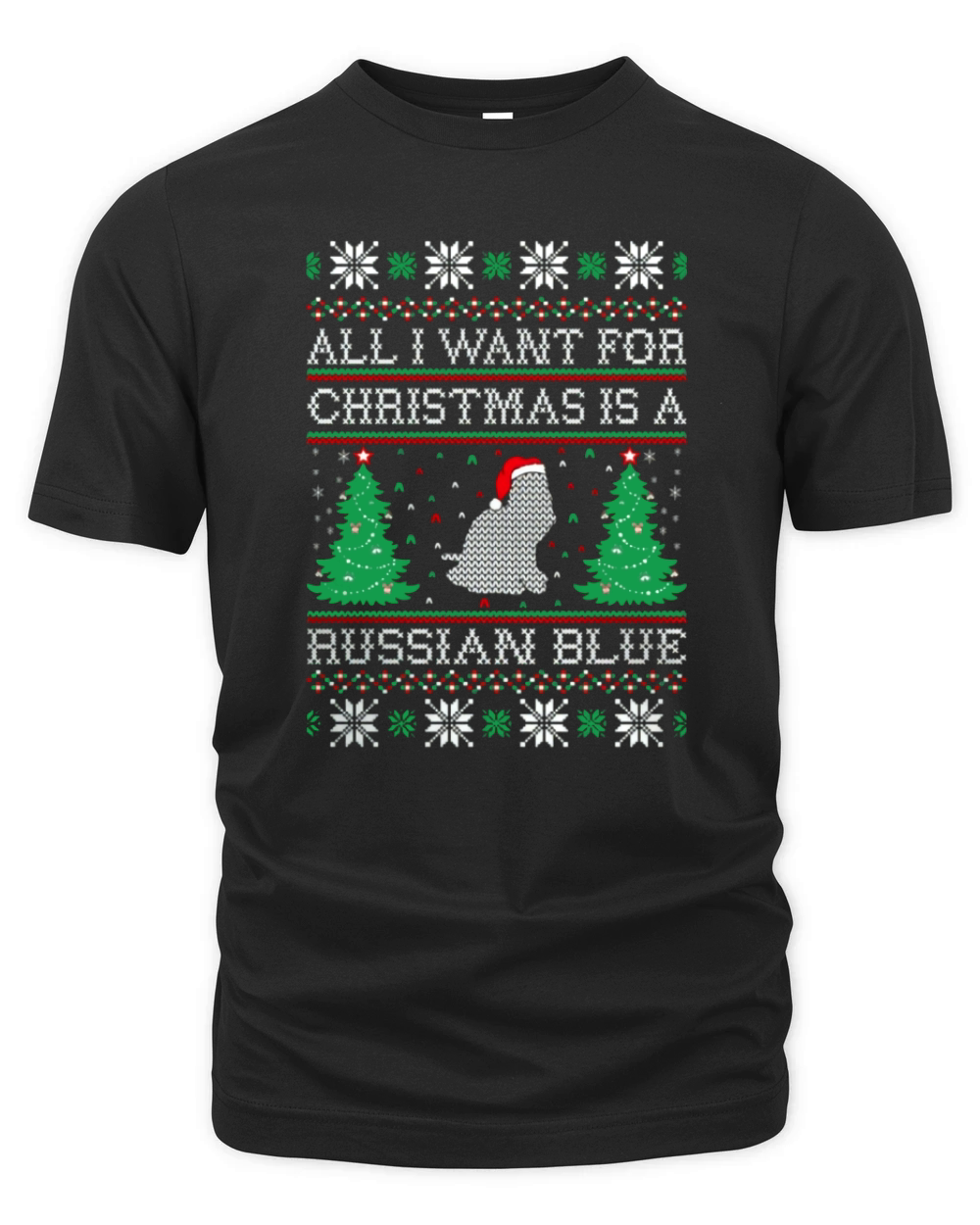 All I Want For Christmas Russian Blue Ugly Organic Unisex T-shirt