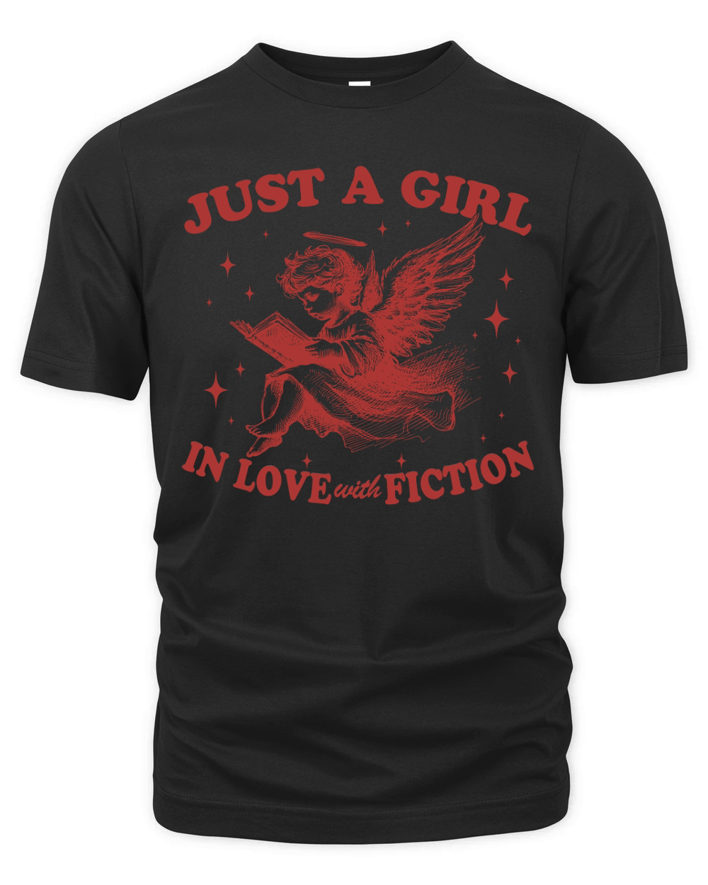 Just A Girl In Love With Fiction Angel Red Organic Unisex T-shirt