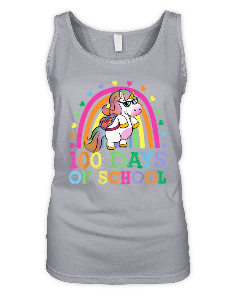 100 Days Of School Rainbow Unicorn Boys Kids Organic Women's Tank Top