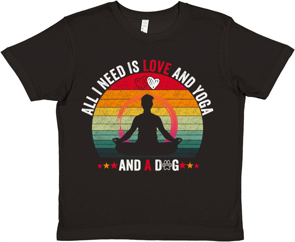 All I Need Is Love And Yoga And A Dog for mens Premium Kids Crewneck T-shirt