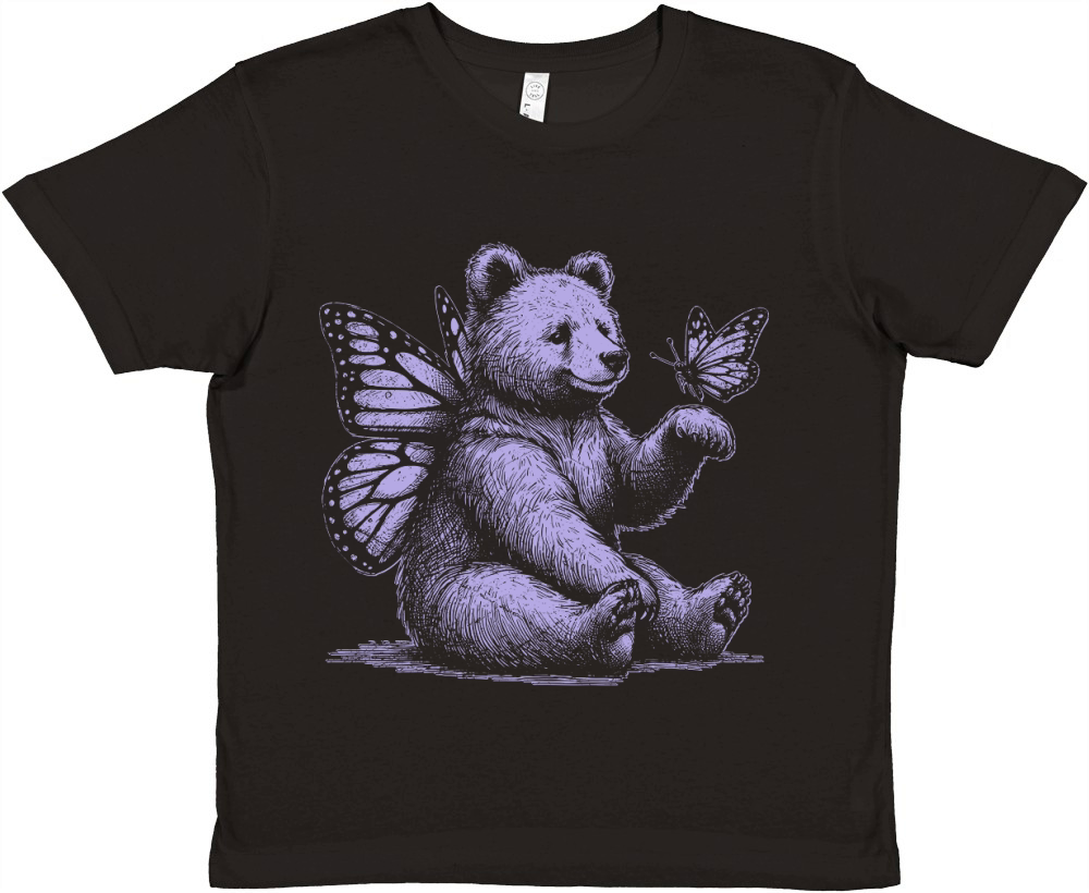 Bear With Butterfly Wings Vintage D Violet GR Premium Kids Crewneck T-shirt