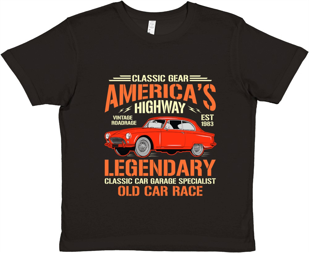 Classic Gear Americas Highway legendary classic car garage specialist old car race Premium Kids Crewneck T-shirt