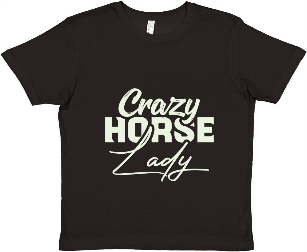 Crazy hprrse lady Premium Kids Crewneck T-shirt