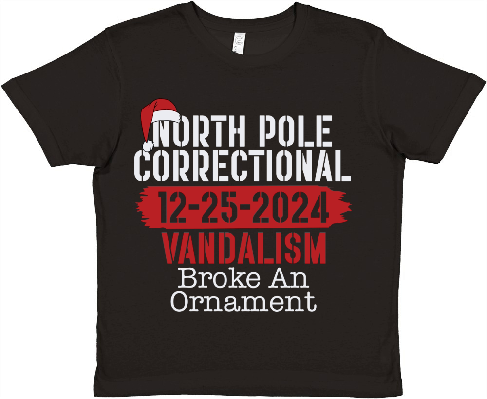 North Pole Correctional 12 25 2024 Vandalism Broke An Ornament Premium Kids Crewneck T-shirt