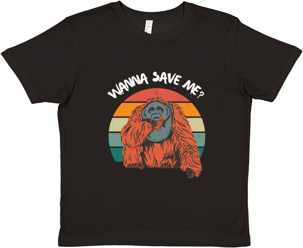 Orangutan Save Rain Forest Retro Vintage Premium Kids Crewneck T-shirt