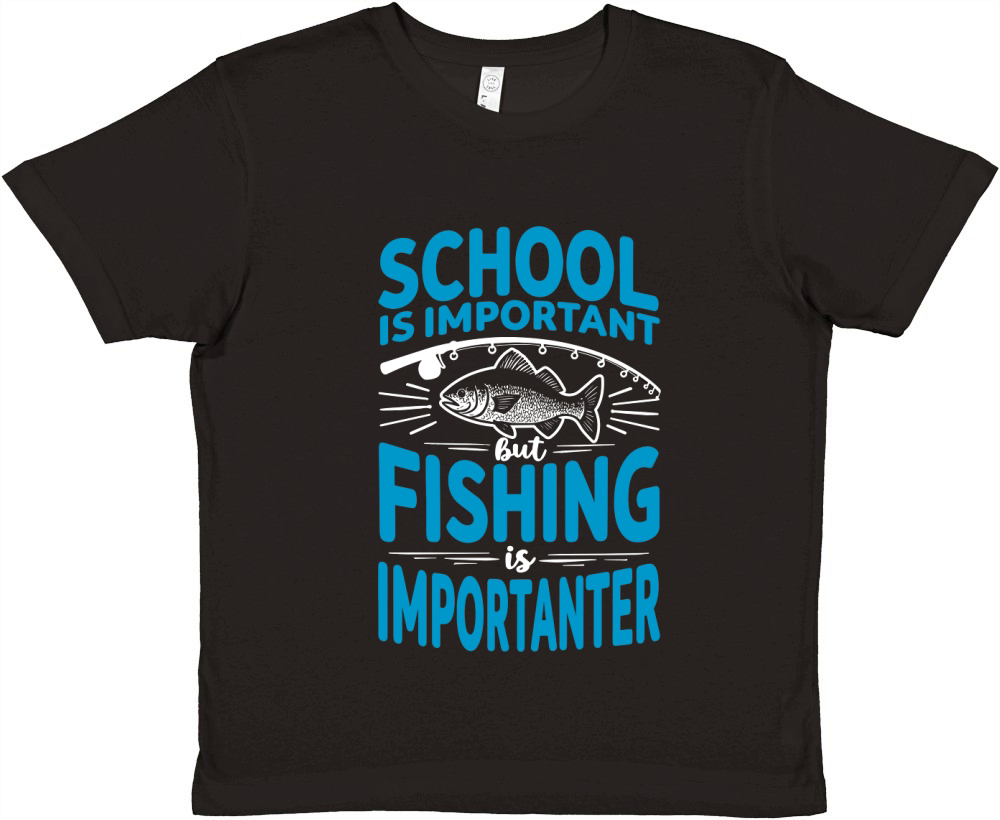 School is important but fishing is importanter Premium Kids Crewneck T-shirt