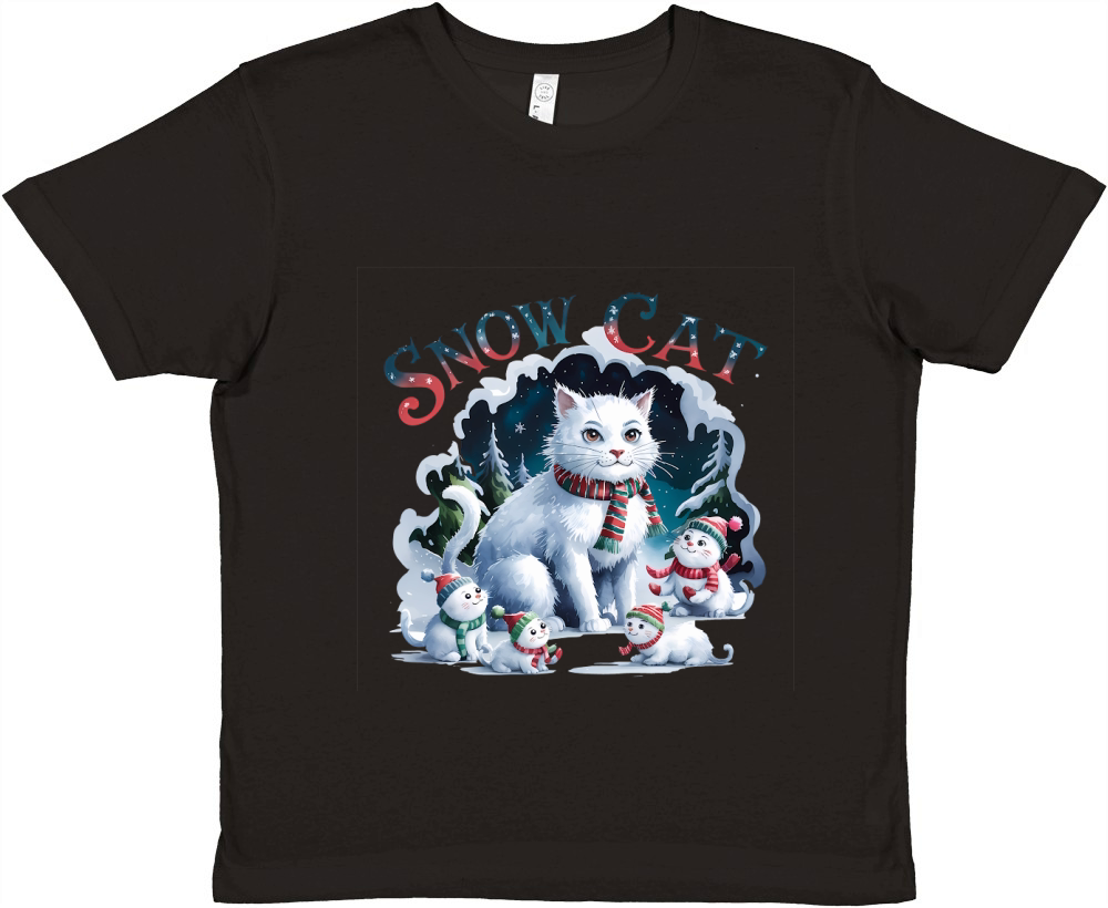 Snow Cat Vintage Christmas 1 Premium Kids Crewneck T-shirt