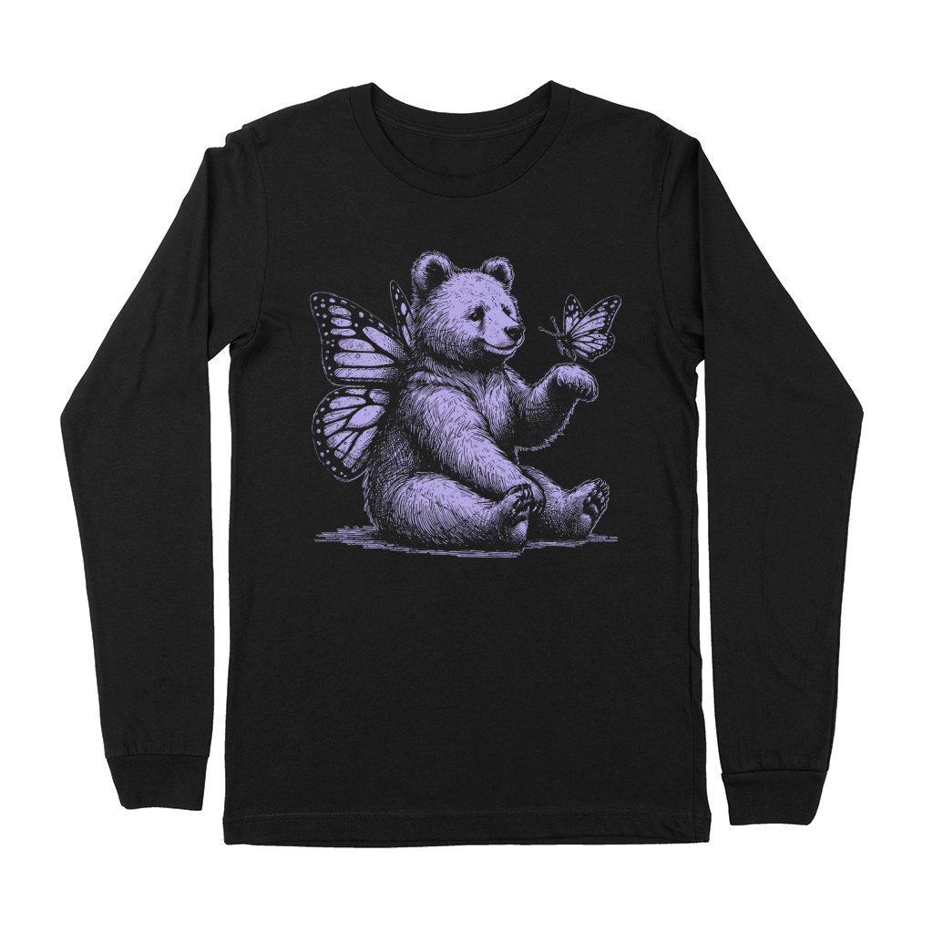 Bear With Butterfly Wings Vintage D Violet GR Premium Long Sleeve