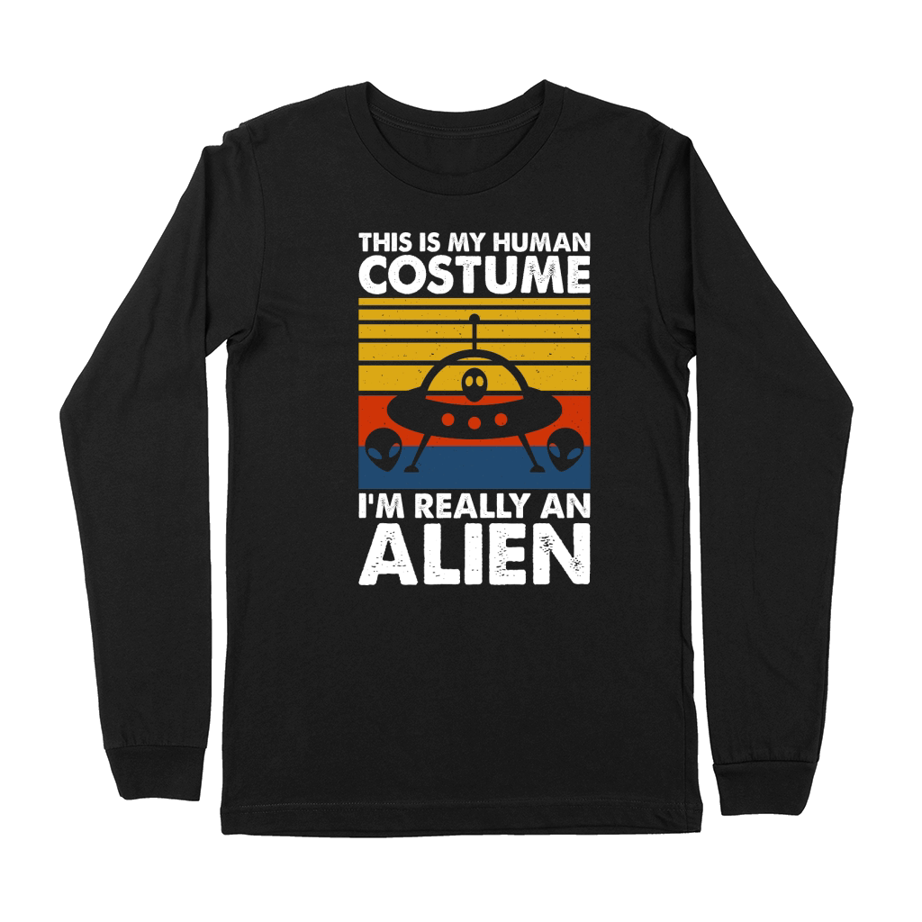 Vintage UFO Alien This Is My Human Costume I am Really an Alien 6 Premium Long Sleeve