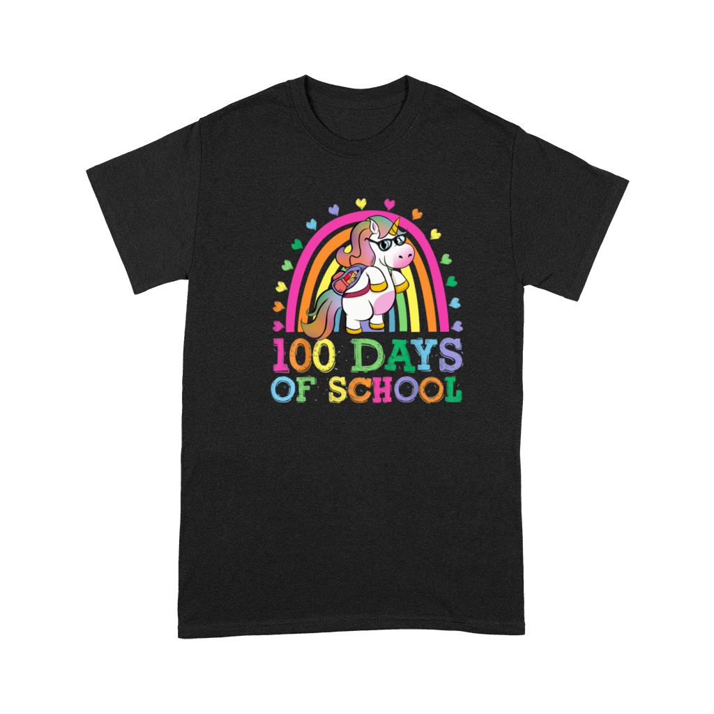 100 Days Of School Rainbow Unicorn Boys Kids Premium T-shirt